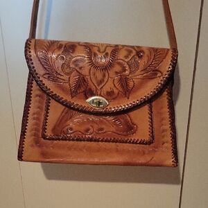 Artisan Brown Leather Crossbody Bag